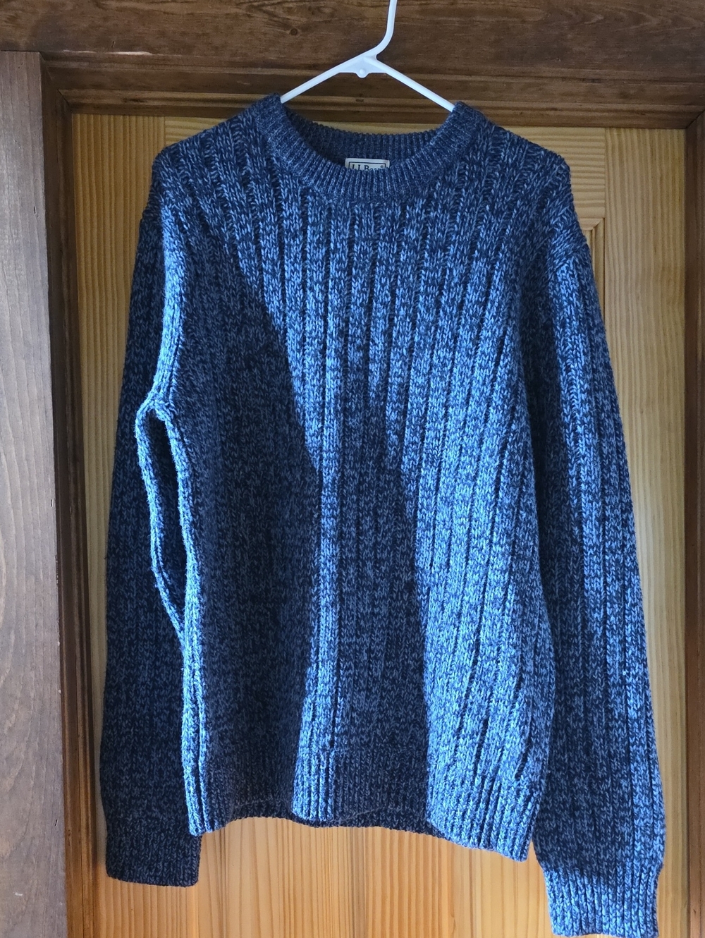 L.L. Bean 100% wool Heather Navy Ribbed Crewneck Sweater
